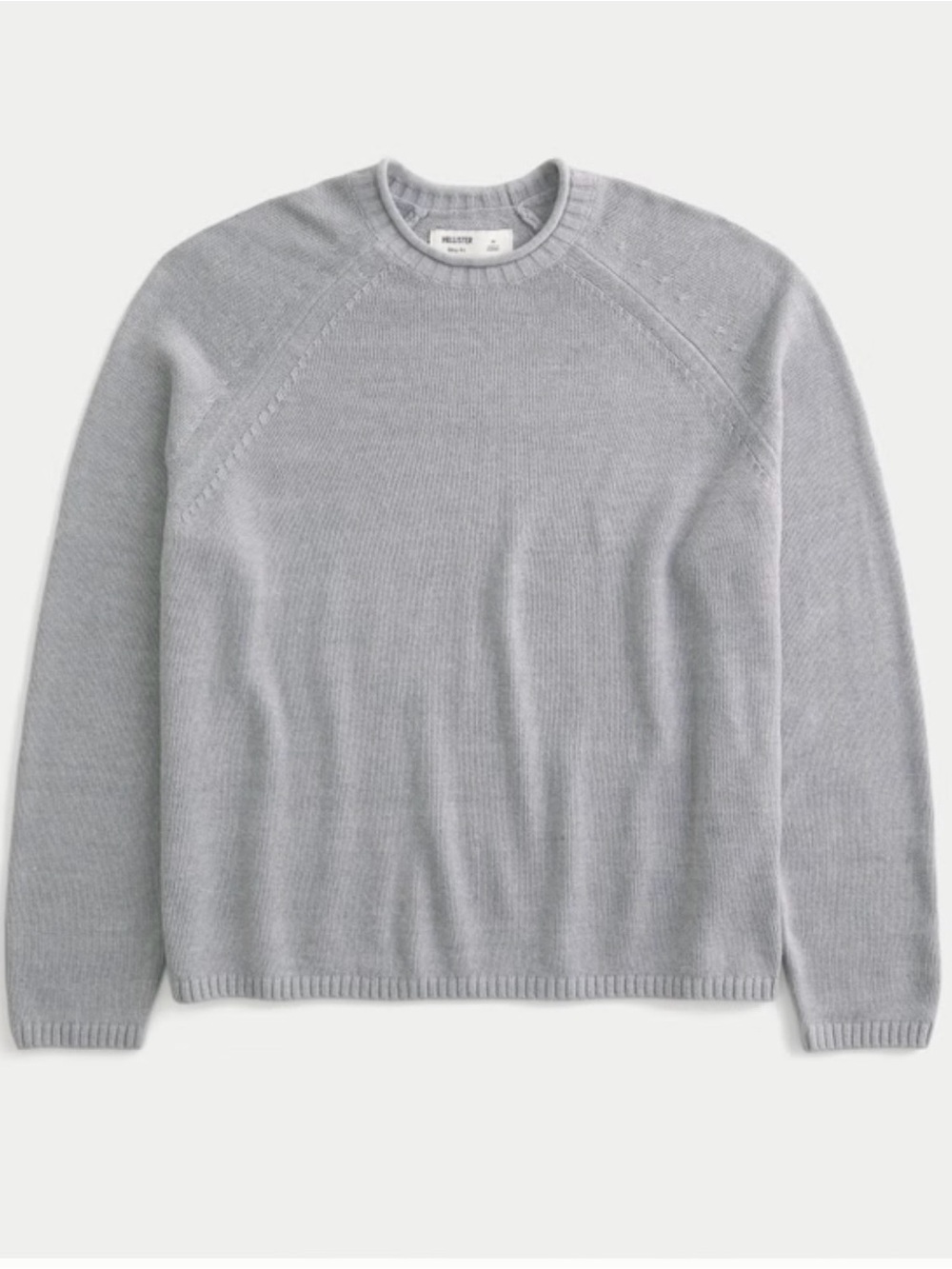 (2)Hollister Boxy Roll-Neck Crew Sweater Gray and Cream Size Large
